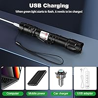 Vista 4 de Puntero láser verde de alta potencia, haz láser recargable de largo alcance, carga USB-A para senderismo, presentaciones y uso al aire libre