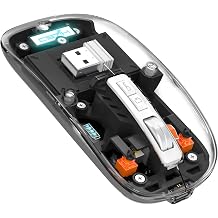A.JAZZ Kablosuz Bluetooth5.1 ve 2.4G Mini Hafif Fare,  effaf A k Serin,  arj Edilebilir Sessiz Bilgisayar Fareleri, Nano USB C Al c s , Ofis/PC/Mac/Diz st /Apple/ipad i in LED Pil Sihirli Silm