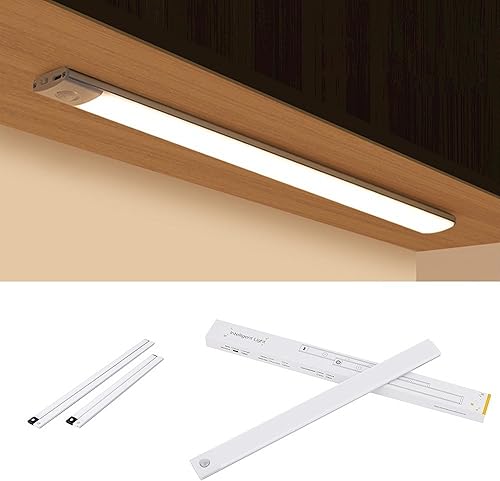 GJB Luces para debajo del gabinete, sensor de movimiento LED, iluminación debajo de la encimera, luces inalámbricas recargables para armario con 3