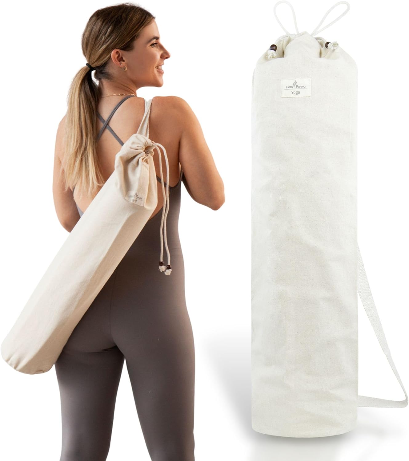 Yoga Mat Bag Carrier, for small to 79 Inch large Yoga Mats | Yoga Bag made of organic cotton | Mat Holder, Accessories Women + Men : Pilates Exercise Workout