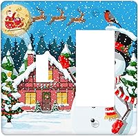 Vista 65 de Cubierta de interruptor de luz dúplex de 1 banda, cubierta decorativa de Navidad con copos de nieve rojos, placa frontal decorativa para cocina