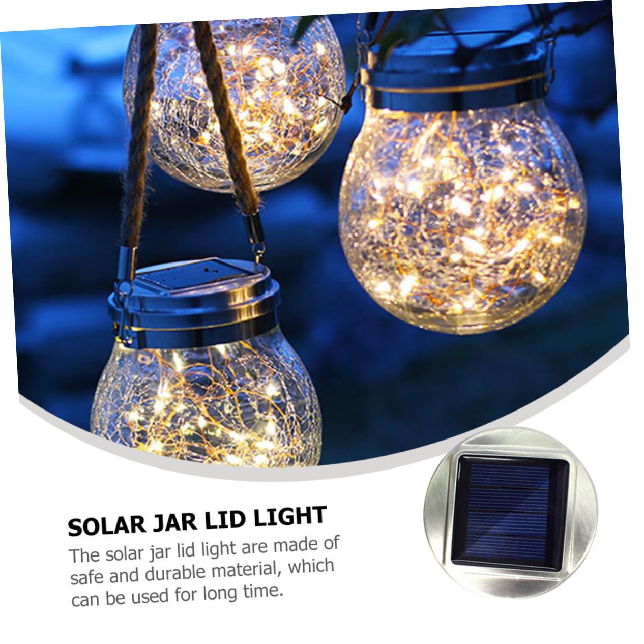 DOITOOL 2 Stück Solar Deckellampe aus Edelstahl mit Warmweißem LED Licht Solarbetrieben und Leicht für Selbstgemacht Bastelarbeiten und Gartenlaternen