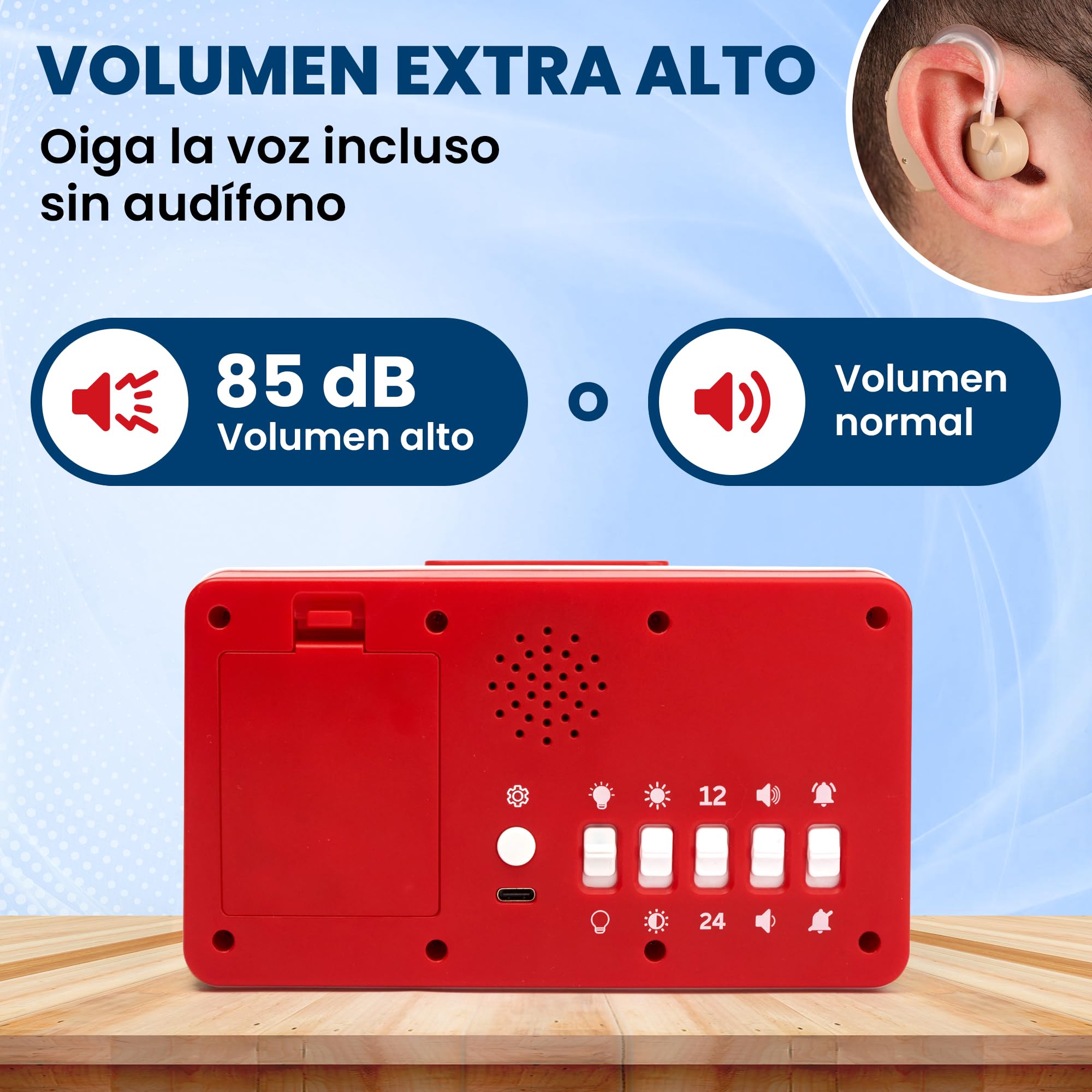 Reloj Despertador Parlante - Volumen Alto para Personas Mayores, Invidentes | Reloj para Ciegos con Voz Español con Números Grandes para Personas con Discapacidad Visual, Invidentes, con Demencia