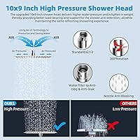 Vista 5 de Hibbent All Metal 10'' Filtered Rainfall Shower Head Combo for Easy Reach, High Pressure Shower Head System, Handheld Showerhead, Adjustable Holder