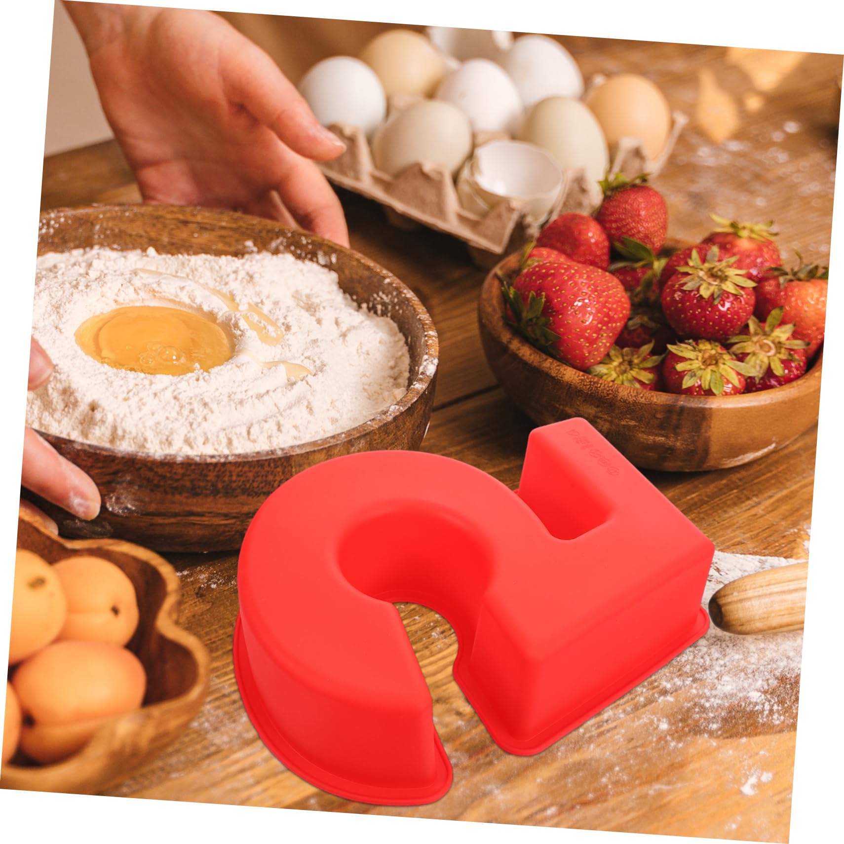 ABOOFAN 5 Piezas Molde de torta gelatinas molde silicona Decoración de pasteles Horneado molde Pastel número herramienta para hornear en el hogar molde para hornear gel de sílice rojo