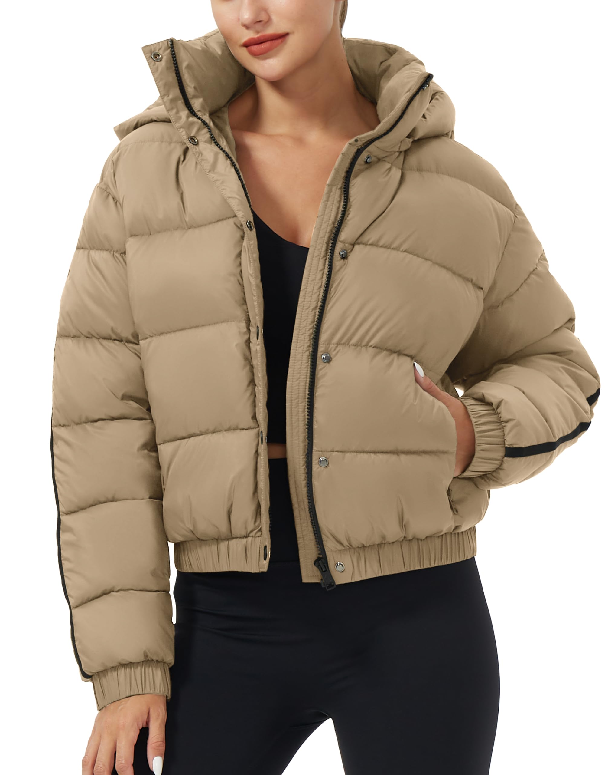 Pioneer Camp Women's Winter Cropped Puffer Jacket with Hood