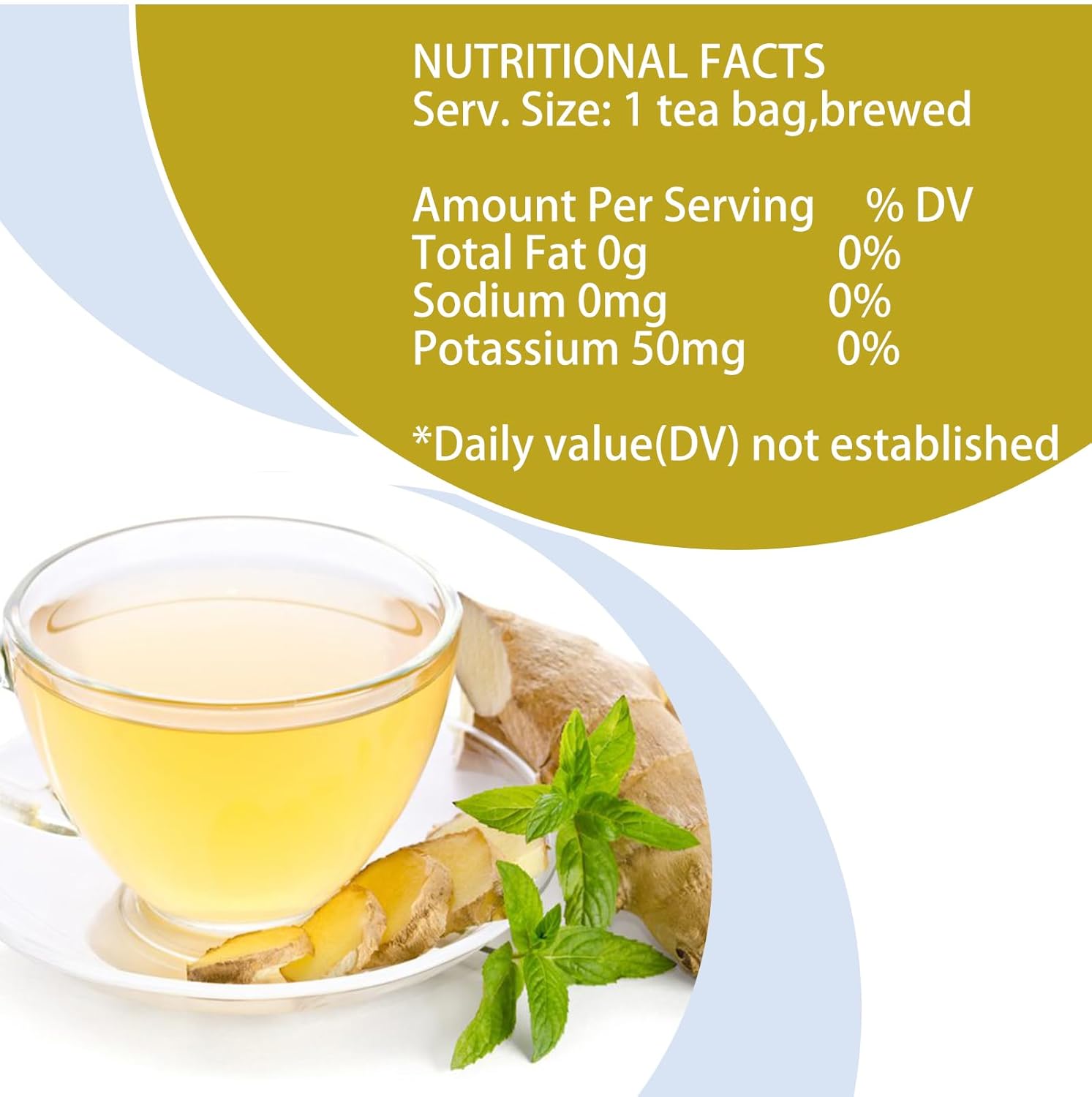 LEAFORA 100% Organic Ginger Tea Bags - 30 Count | Natural Herbal Tea for Stomach Comfort & Wellness | Caffeine-Free | Hot or Iced | Plant-Based Tea Sachets