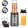 TENKER Smoothie Blender Personal Size for Shakes and Smoothies, with 2 650ml Blending Cup, 1Grinding Cup Non-BPA, Extractor Blends Nuts, Frozen Fruit & Ice