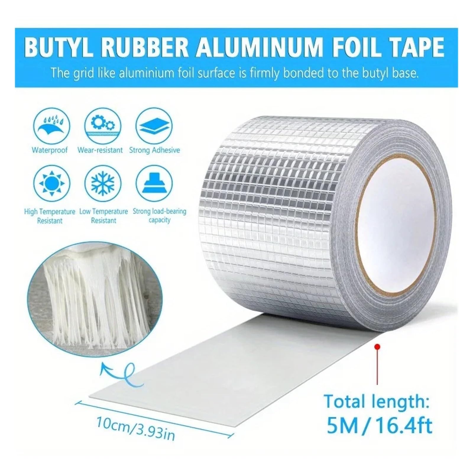 Nastro in Alluminio butilico ad Alta Resistenza - Super Impermeabile for sigillare tetti e condotti(1pc 5cm 5m)