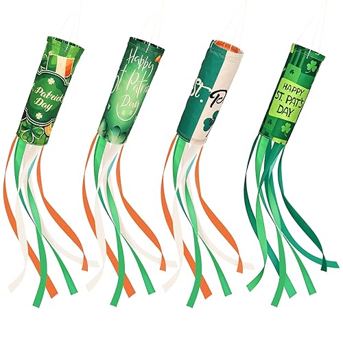 4 PCS Happy St. Patrick's Day Windsock Shamrock Windsock Flag