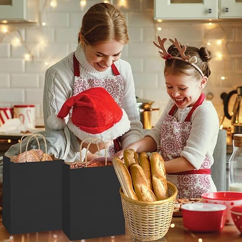 Miniatura 6 de MOORAY Paquete de 50 bolsas de regalo, bolsas de papel de estraza de 8.7 x 6.3 x 3.15 pulgadas, bolsas de regalo de color sólido con asas para