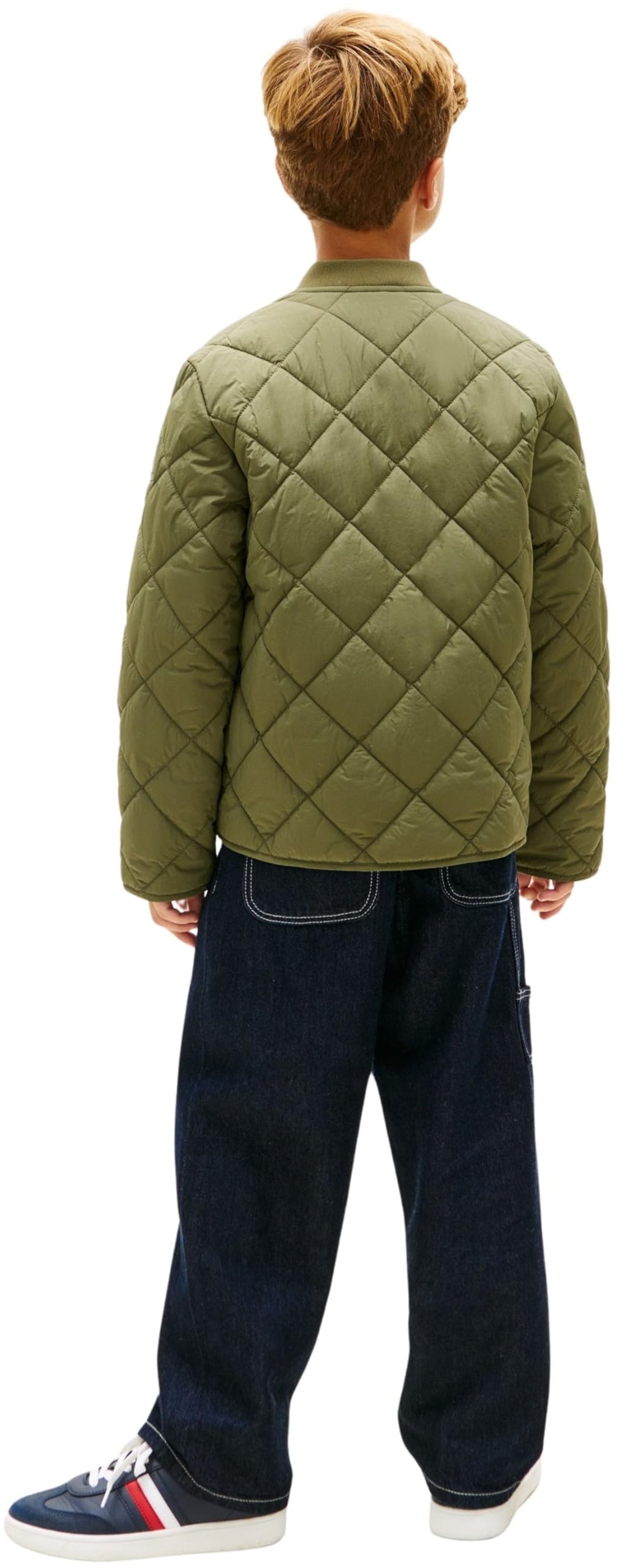 Tommy Hilfiger Pikowana lekka kurtka chłopięca KB0KB10214, zielona (Battle Green), 14 lat