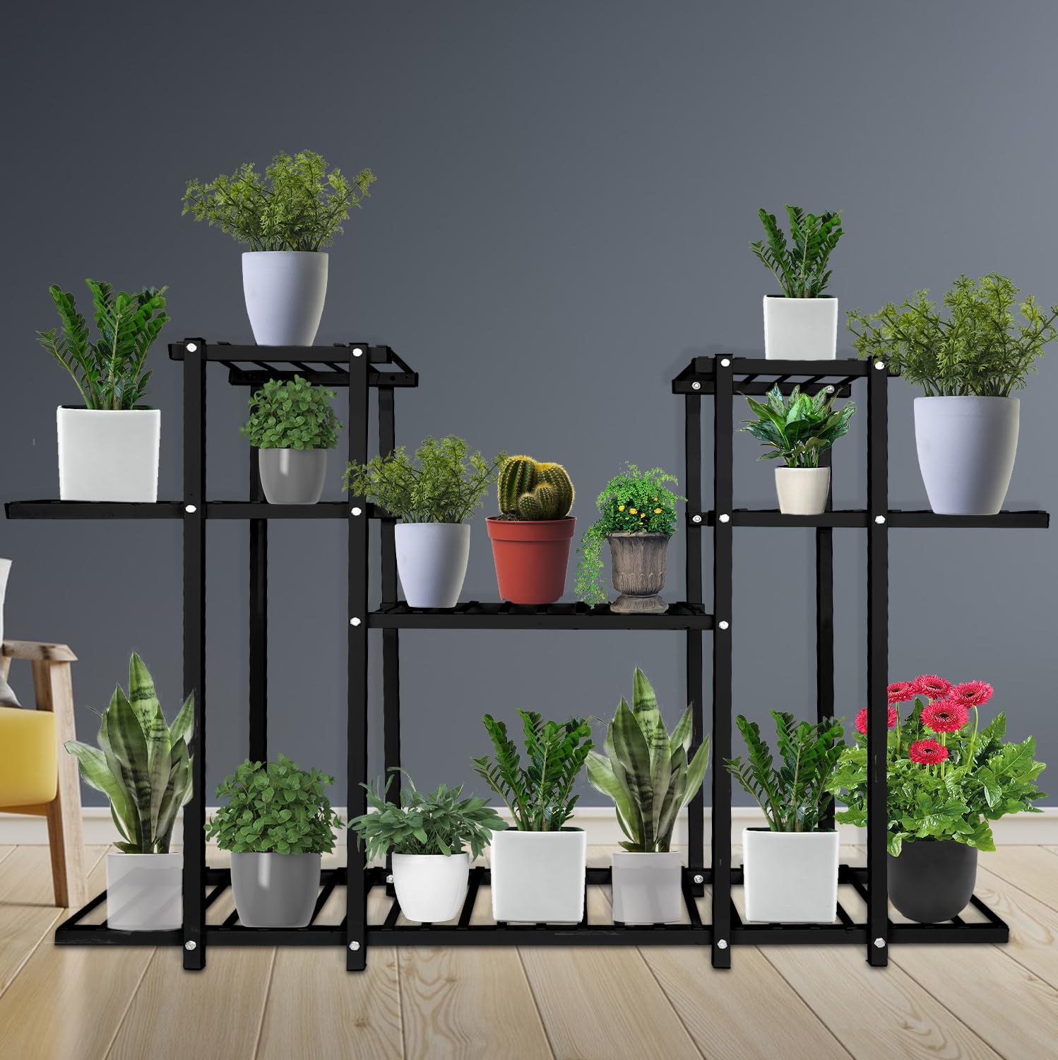 ORILEY 4-Tier Metal Flower Plant Pot Stand Heavy-Duty Elegant and Decorative Floor-Mounted Plant Holder Rust Free for Home Office Indoor & Outdoor Use (Pack of 1, Black) (B0D471NMBP) Amazon Price History, Amazon Price Tracker