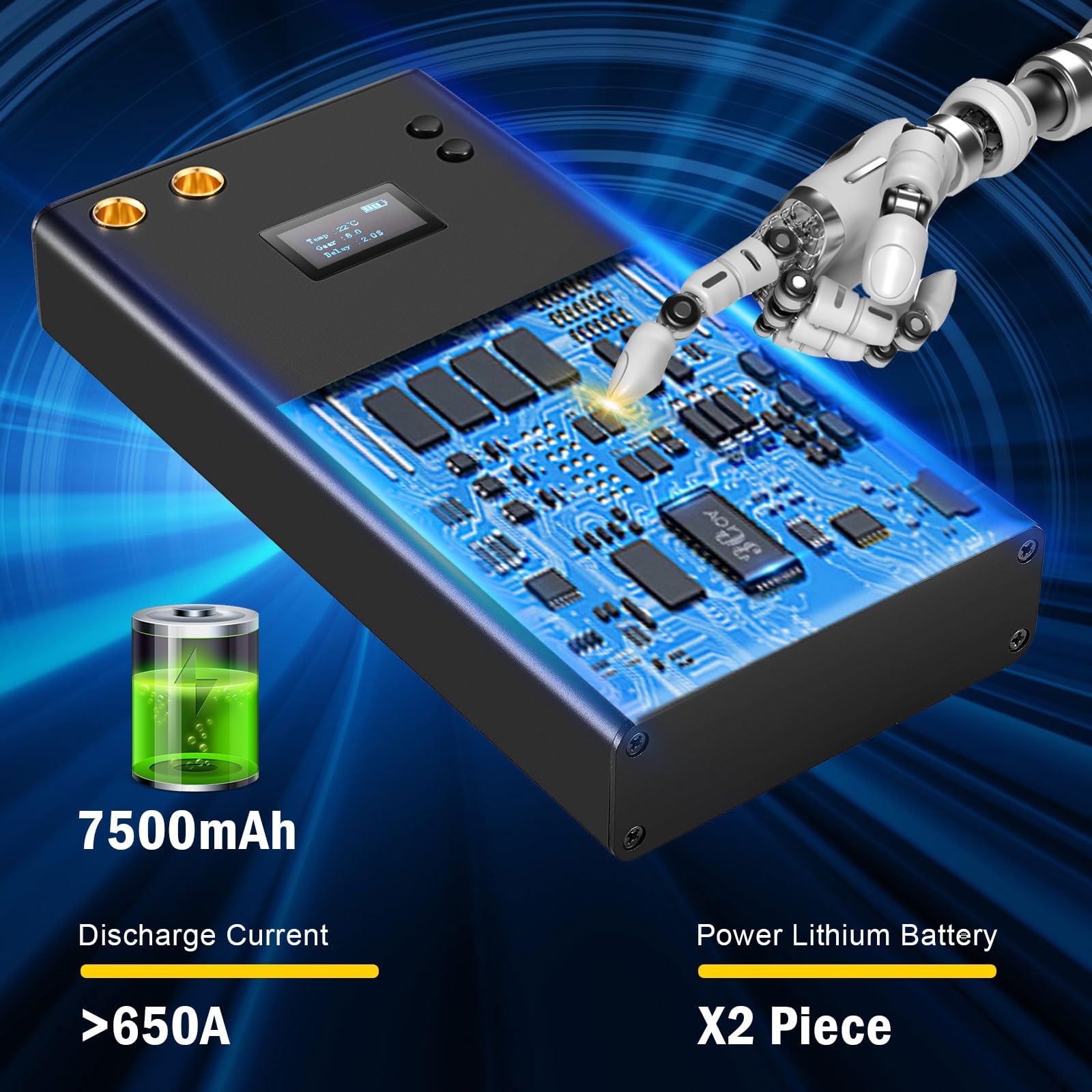 Punktschweißgerät 7500mAh 70 Gänge einstellbar DIY Punktschweißmaschine LCD Bildschirm mit 5m Nickelblech für Akku Tragbares digitales Punktschweißgerät Spot Welder