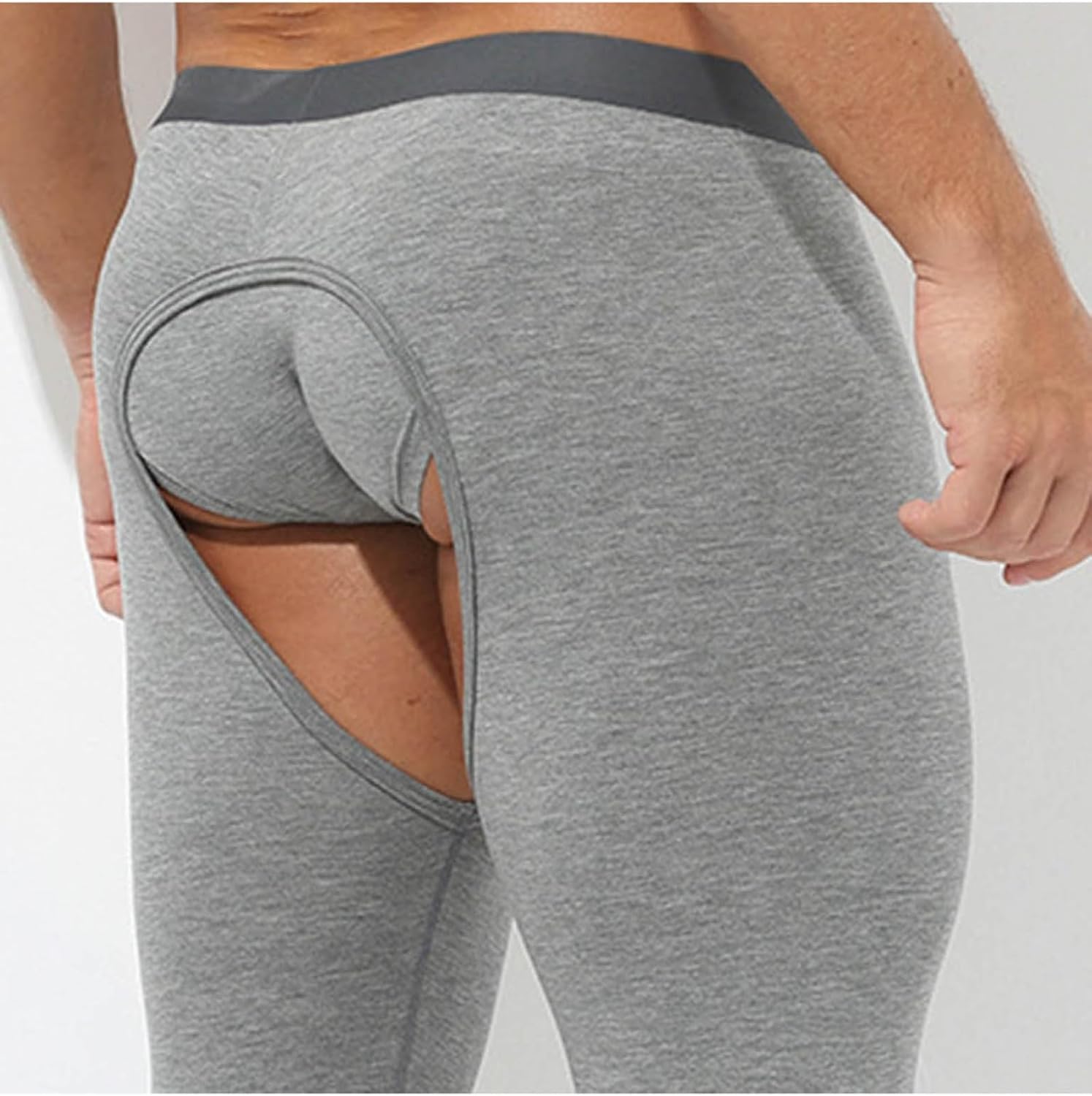 TTAO Men's Open Crotch Cutout Leggings Hollow Out Workout Pants Stretchy Base Layer Gym Running Tights