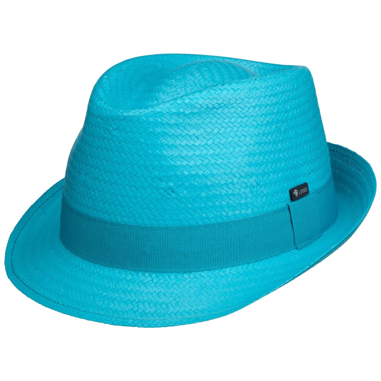 Lipodo Malaga Straw Trilby Sun Hat Made in Italy Men Women Spring Summer Turquoise