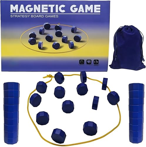 Magnet Chess Game Magnet Game with String and 20 Magnetic Stones,Magnetic Games Set Puzzle Strategy Games for Family & Party & Travel & Camping Tops