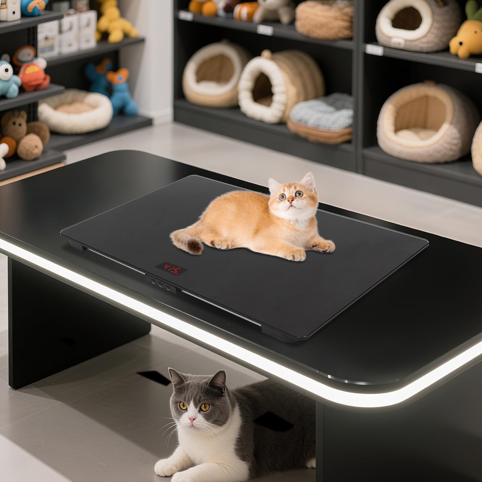Tierwaage für große Hunde, 80 x 50 cm, Veterinärwaage mit LCD-Display und Anti-Rutsch-Matte, Tierwaagen-Plattform, Tragkraft bis 100 kg, Genauigkeit 10 g, mit Tara/Halten/Unit