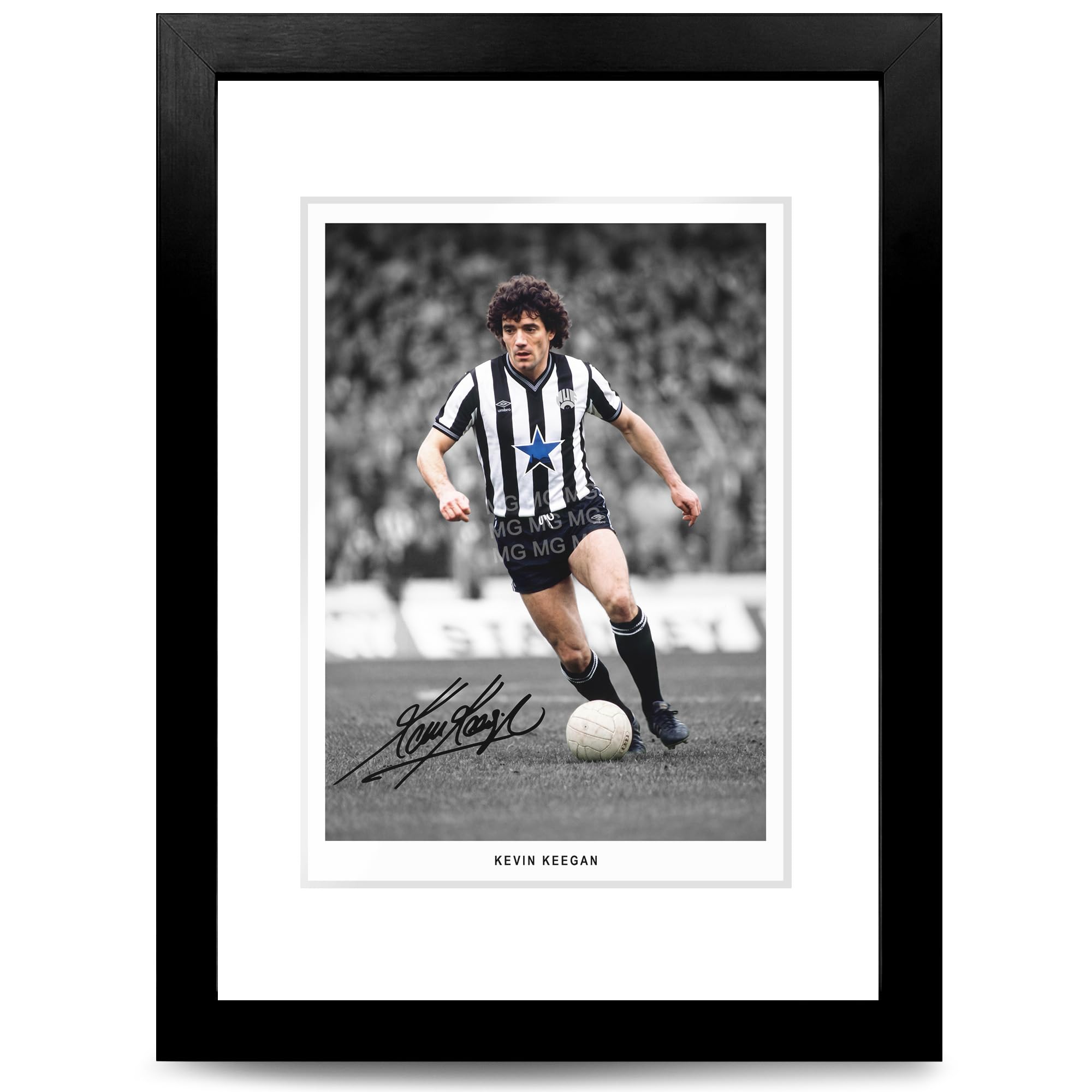 Kevin Keegan Signed Photo Poster A4/A3 Print Picture Display Framed Autograph Memorabilia for Football Fans Gift Liverpool Newcastle United England Legend (Newcastle B&W, A4 Framed & Mounted)