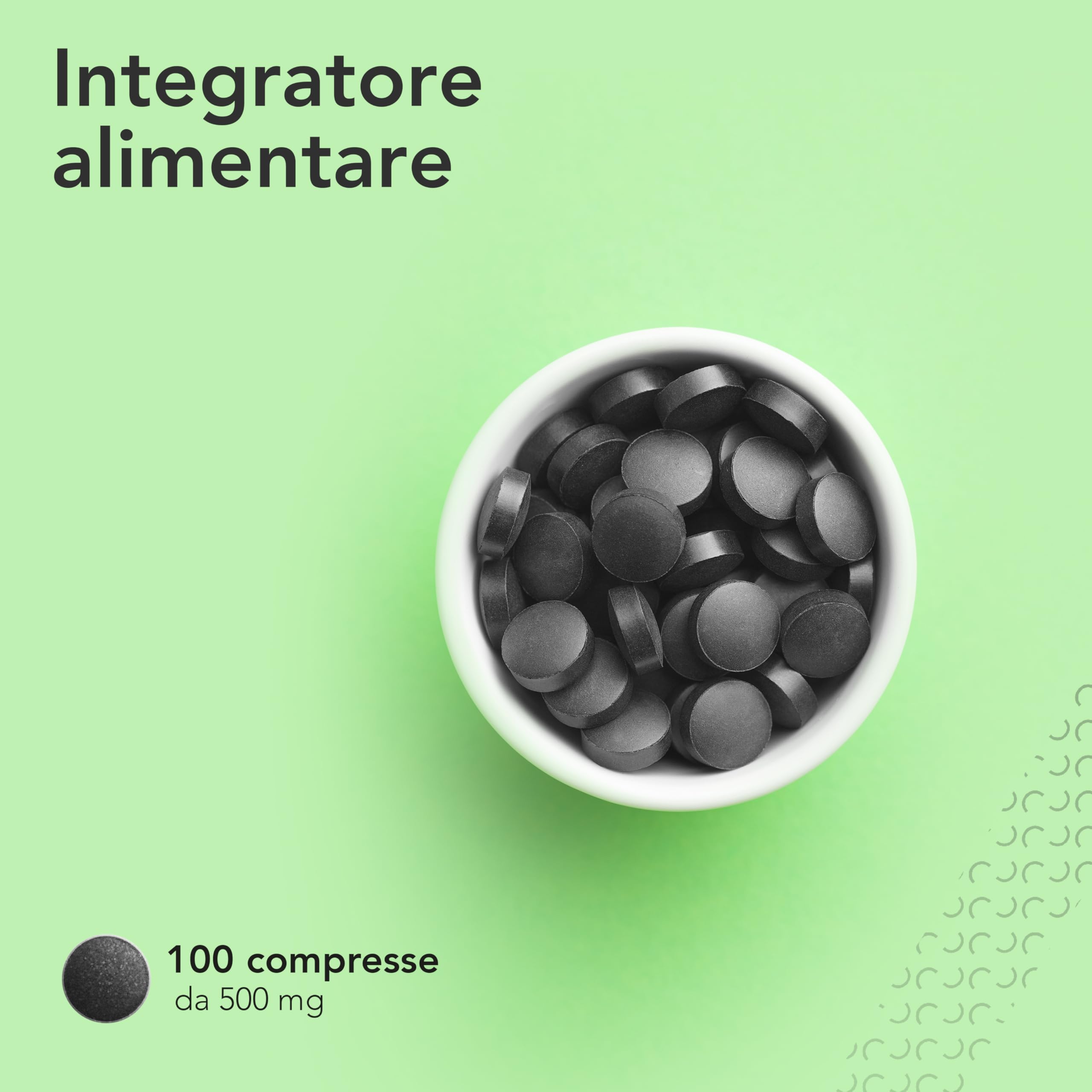 AIESI® Węgiel Aktywny spożywczy w tabletkach 500 mg (Pojemnik 100 sztuk), Made in Italy