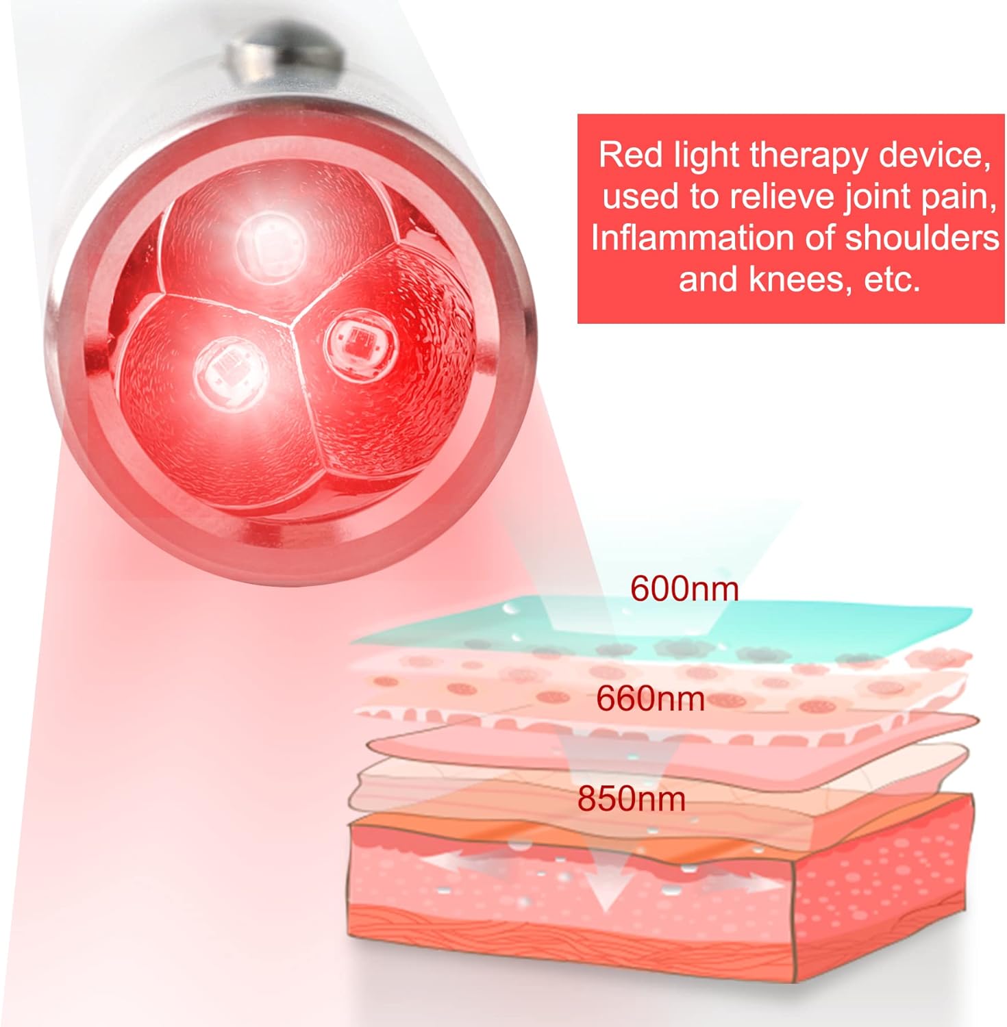 Hand-held LED-therapie met rood licht, apparaat voor therapie met rood licht het verlichten van acute gewrichts spierpijn, therapie met rood licht voor apparaat gezichts lichaamslicht met 630nm 660nm 850 golflengten Hand-held LED-therapie met rood licht, apparaat voor therapie met rood licht het verlichten van acute gewrichts spierpijn, therapie met rood licht voor apparaat gezichts lichaamslicht met 630nm 660nm 850 golflengten