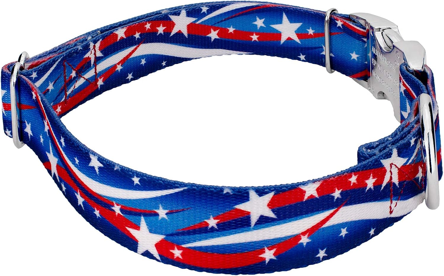 Country Brook Design - Star Spangled Premium Dog Collar & Leash - Americana Collection Featuring Patriotic Designs (1 Inch, Large)