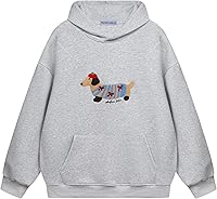 Aelfric Eden Cartoon Dog Oversized Hoodie - Unisex Long Sleeve Pullover Sweatshirt for Couples, Streetwear Outfits