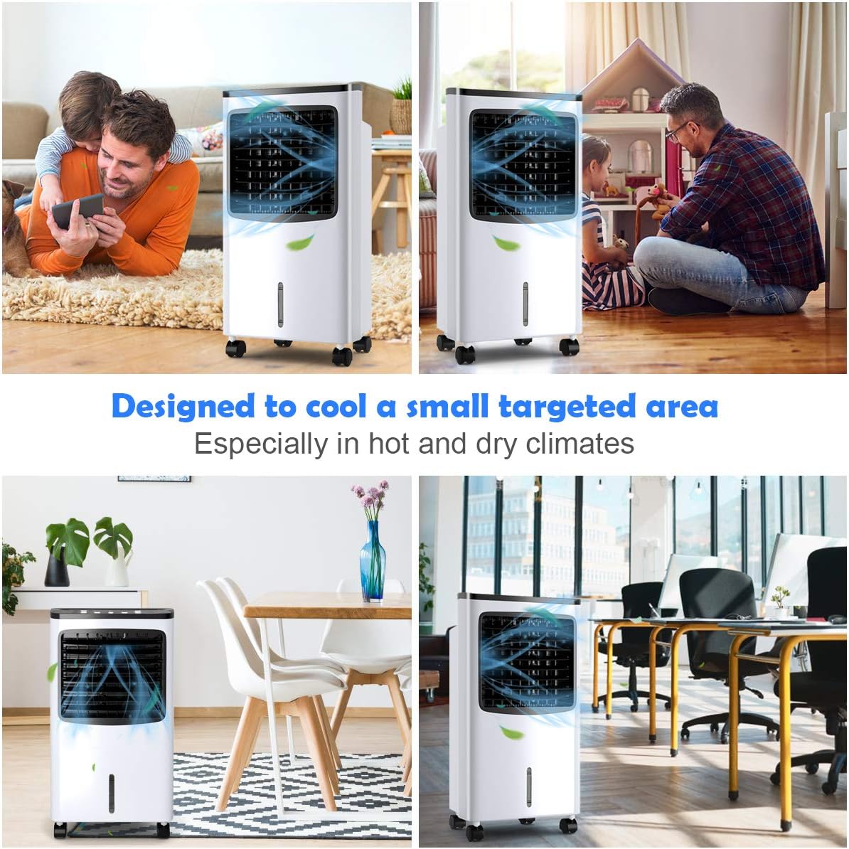 COSTWAY Evaporative Air Cooler, 3-in-1 Swamp Cooler with Remote Control, 3-Mode, 3-Speed and 7.5H Timer Function, Portable Air Cooling Fan for Room Bedroom Home Office
