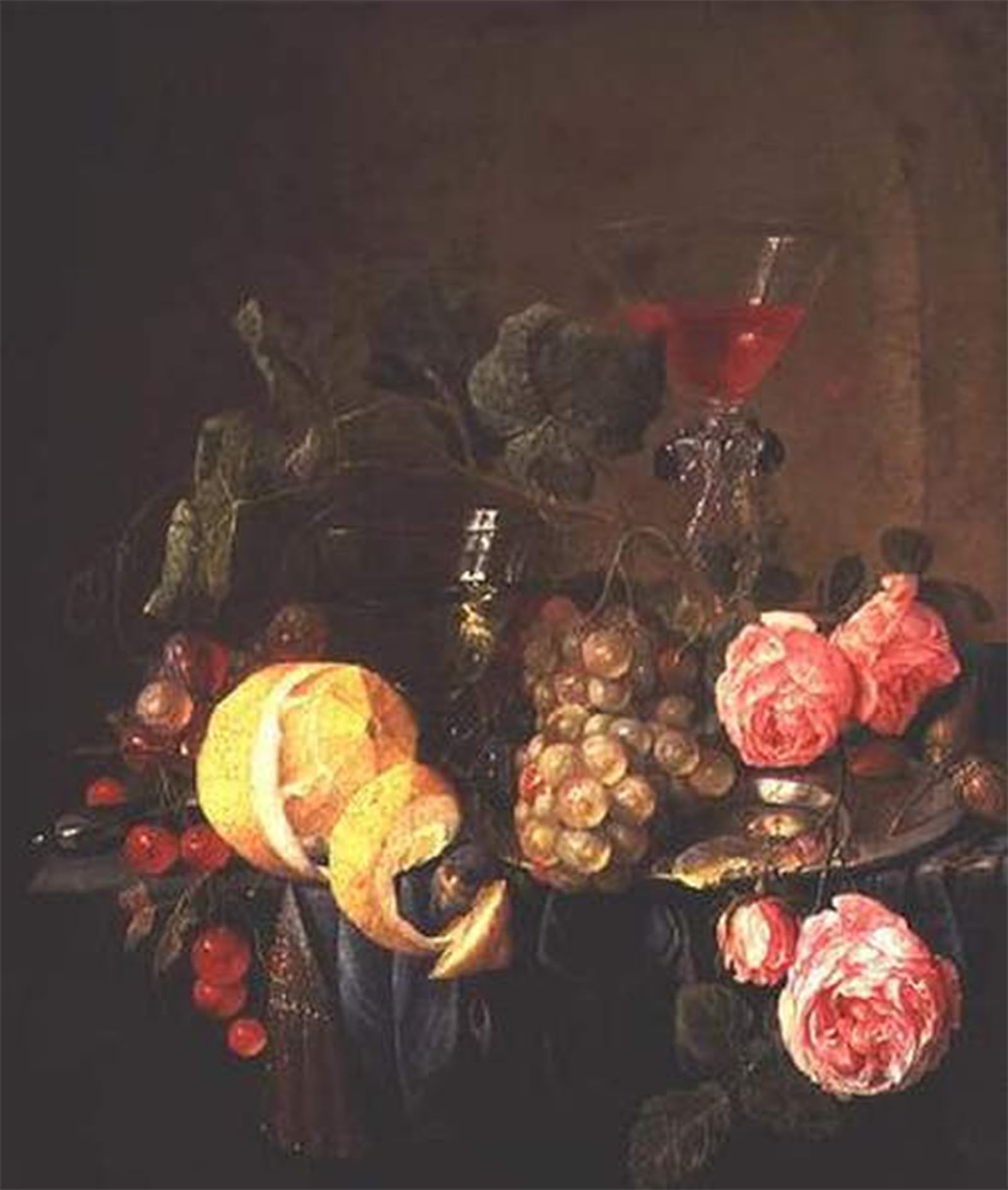 SERENDIPITP Vintage Picture Print on Canvas Wall Art Poster Still Life of Fruit and Flowers by Jan Davidsz De Heem Artwork Print Poster for Wall Decor 60x90cm