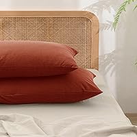 Vista 37 de BESTOUCH Funda de almohada 100% algodón lavado para cabello y piel, tacto de lino, suave, cómoda, transpirable, juego de 2 fundas de almohada