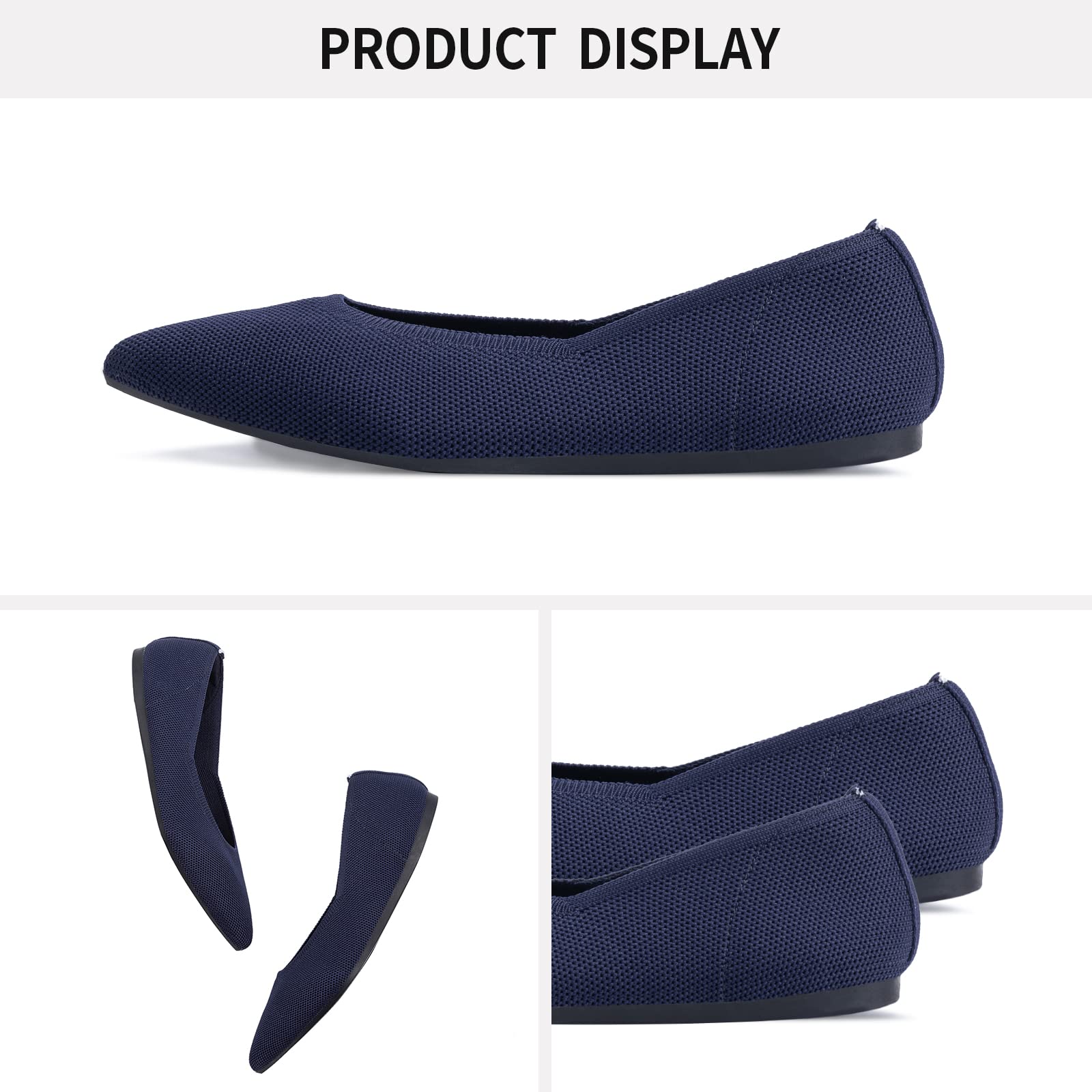 Frank Mully Frauen Spitze Zehe Ballett flach Strickkleid Schuhe Low Wedge Flache Schuhe Komfort Slip On Flats Schuhe für Frau Klassische Schuhe