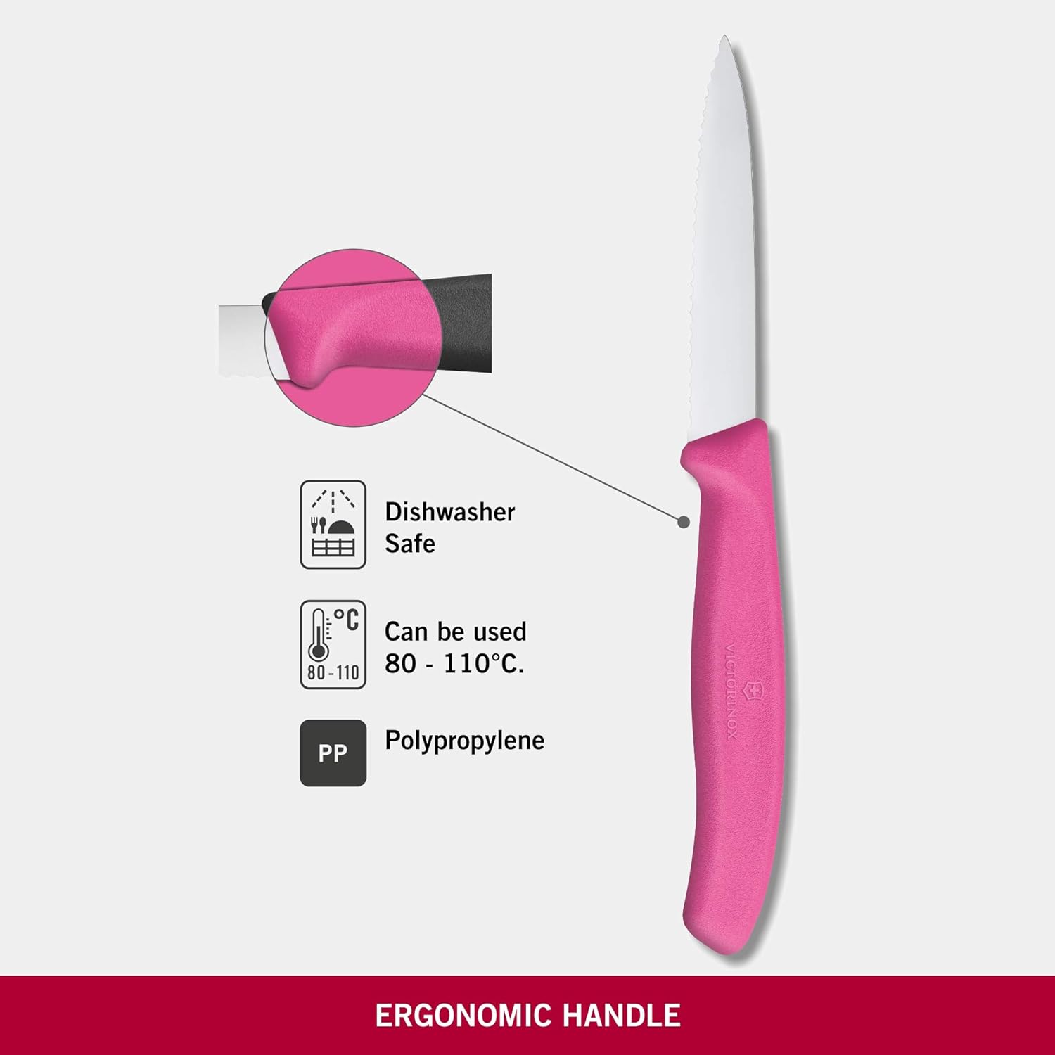Victorinox 6.7636.L115 Swiss Classic Paring Knife for Cutting and Preparing Fruit and Vegetables Serrated Blade in Pink, 3.1 inches (Pack of 3)