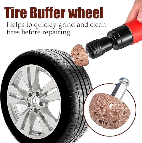 Miniatura 4 de Kit de herramientas de reparación de neumáticos que incluye 24 tapones de parche de neumáticos, rueda de pulido de tungsteno, rodillo de parche de