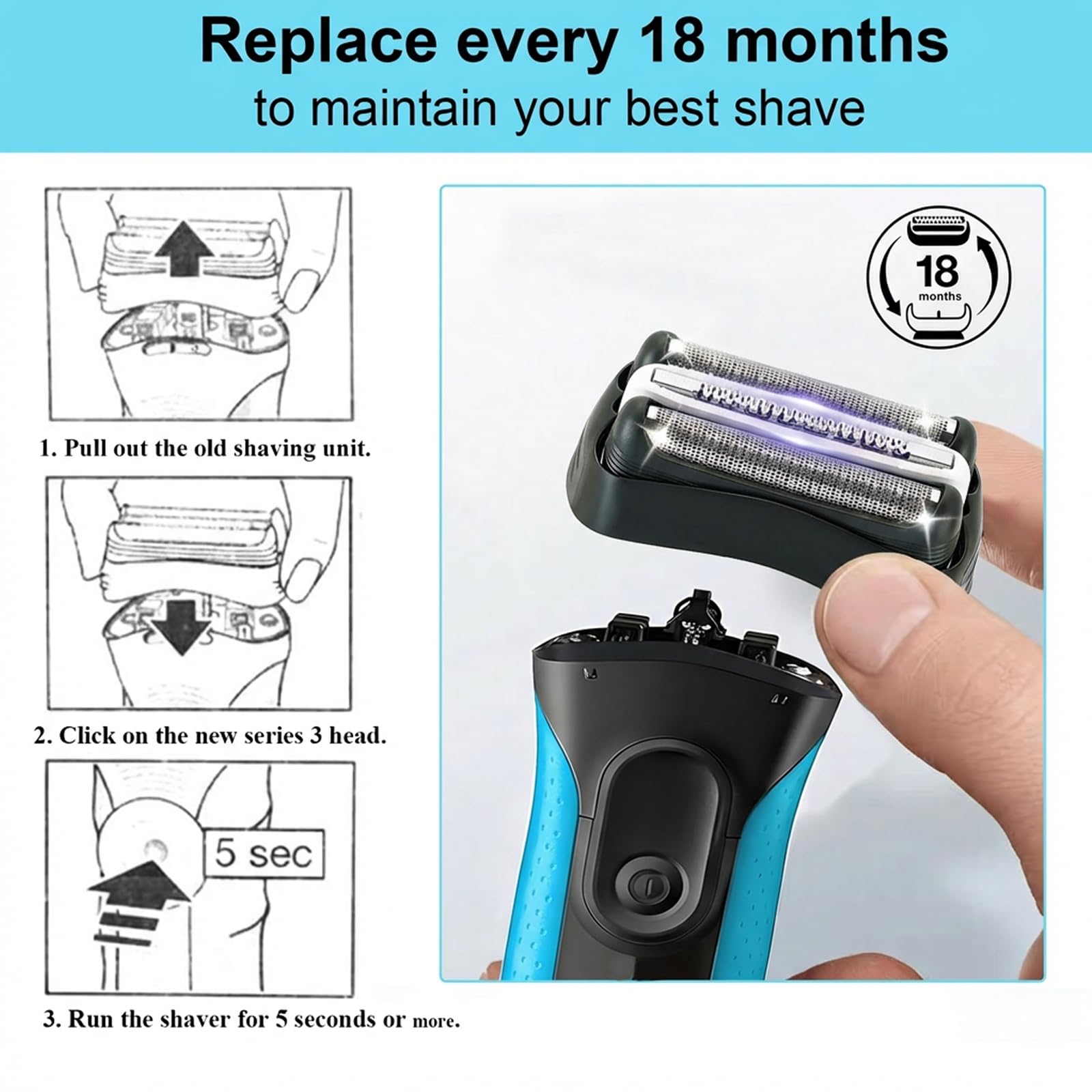 Amazon.com: Series 3 32B Replacement Shaver Head, Compatible with