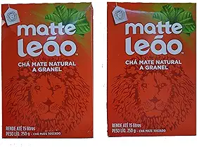 Leão - Mate Tea - Natural Matte Tea In Bulk - Toasted Mate Tea - 250g - 8.82 Oz (PACK OF 2) | Chá Matte Natural A Granel - Chá Mate TostaF