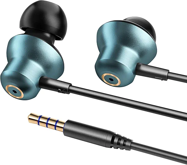 Wired Earbuds with Microphone,3.5mm Jack,High-Fidelity Stereo Subwoofer with Four Speakers, 4.2 ft Long Wired Earbuds, S/M/L Ear Tips