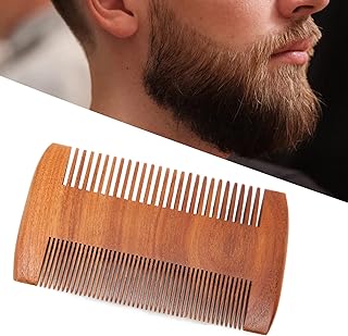 Pente de barba de madeira, pente de piolhos de jacarandá australiano de extremidade dupla, pente de treliça de dentes finos, pente antiestático para bolso de bigode