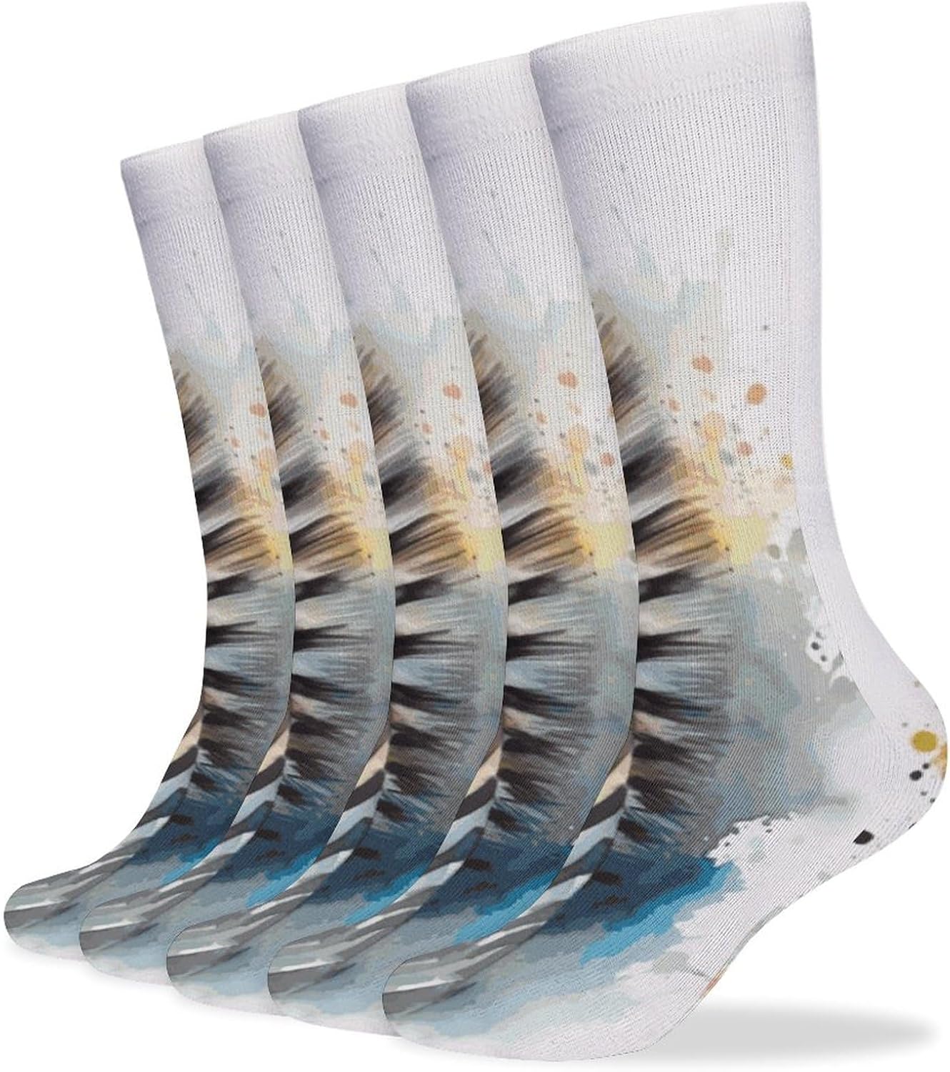 Cute Zebra Watercolor Crew Socks Cozy Casual Calf Socks Lightweight Long Work Sock Breathable Athletic Sock for Hiking Sports Running 5 Pairs