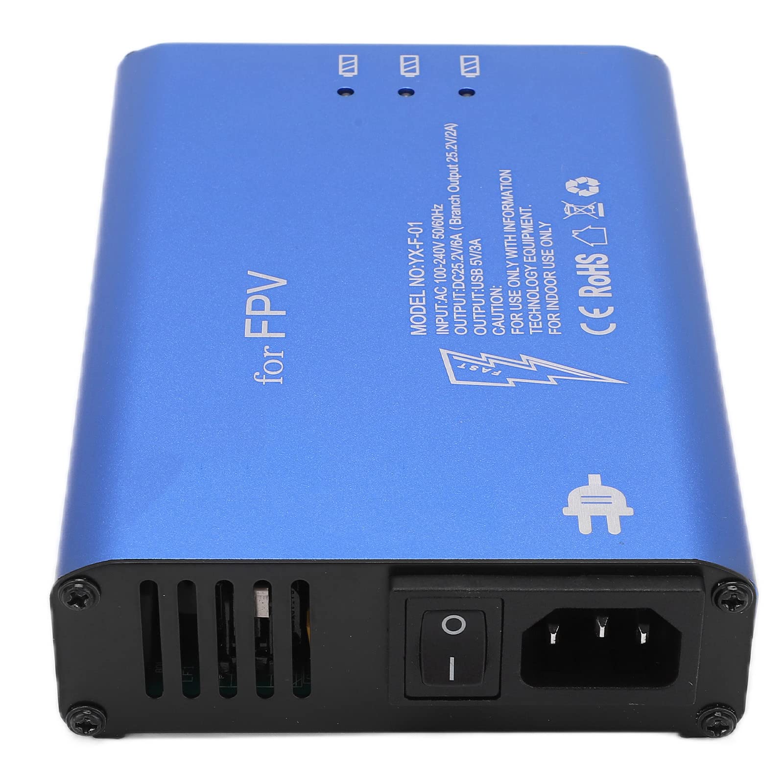 Chargeur de Batterie Drone, Hub de Charge Intelligent pour 3 Batteries et 2 USB simultanés avec contrôle précis pour Pilotes FPV passionnés et compétitions de Drones