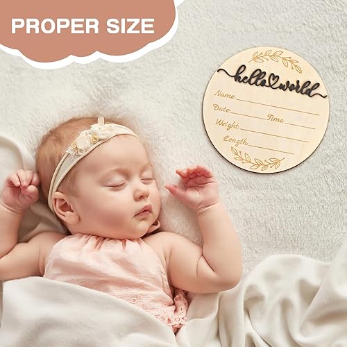 Miniatura 10 de Letrero de anuncio de bebé, letrero de bienvenida para recién nacido, letrero de madera con nombre de bebé para guardería, letrero de anuncio de