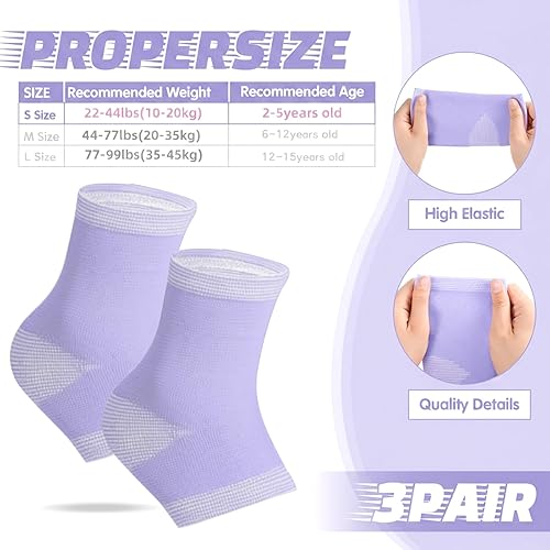 Miniatura 18 de Tarpop 3 pares de mangas de compresión de tobillo para niños, tobilleras de compresión, calcetines de arco de pies para niñas, deportes, correr