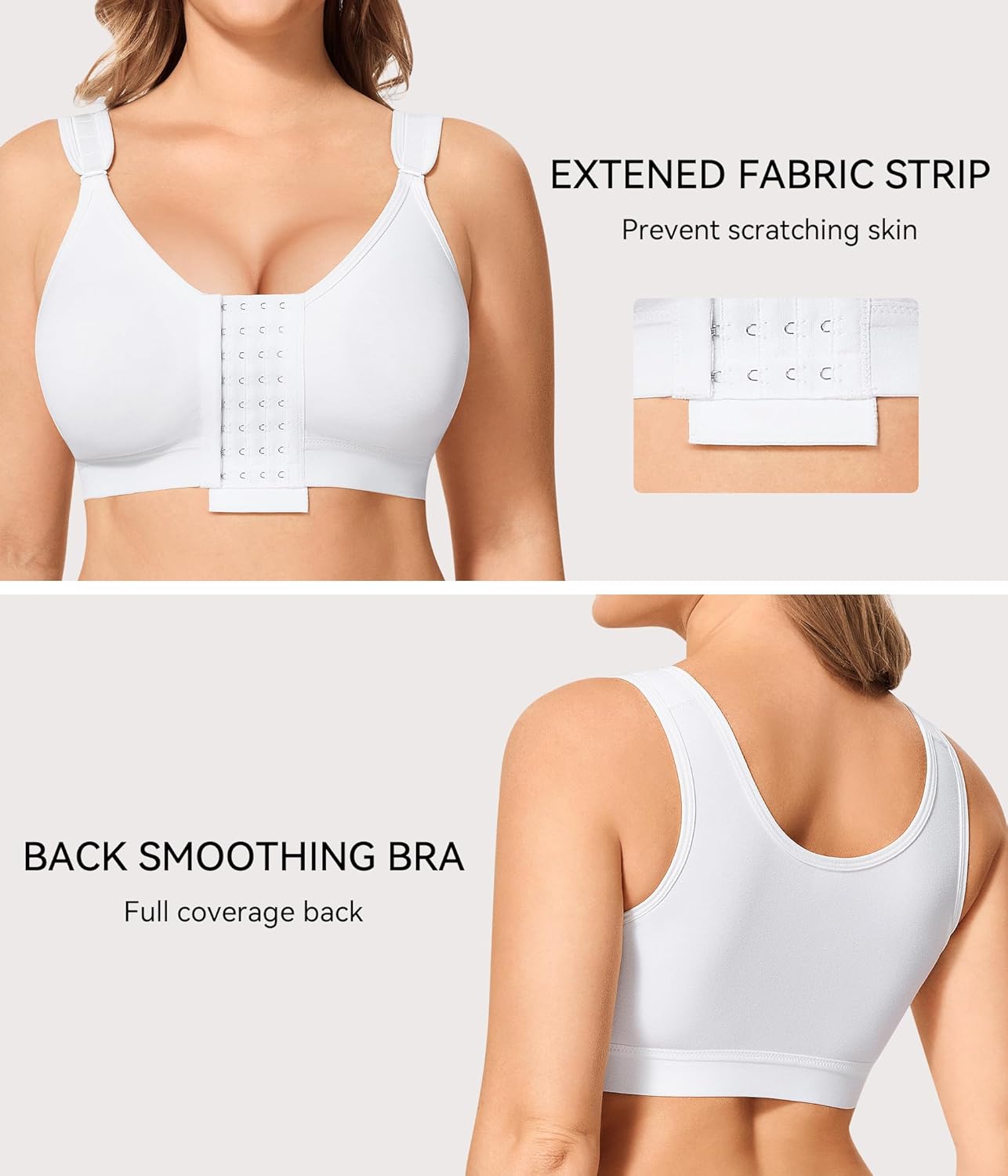 LANCS Women's Front Closure Compression Bra – Post-Surgery Mastectomy Support with Adjustable Straps & Wireless Comfort - Image 4