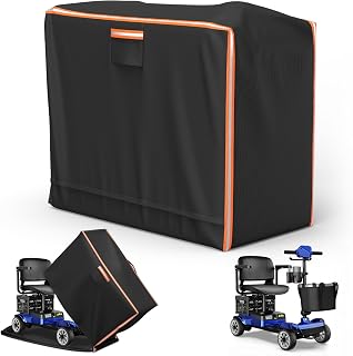Mobility Scooter Storage Cover 49"L x 23"W x 41"H Black Mobility Scooter Cover Waterproof Outdoor Fully Enclosed with Reflective Strips Suitable for Indoor & Outdoor Storage and Travel