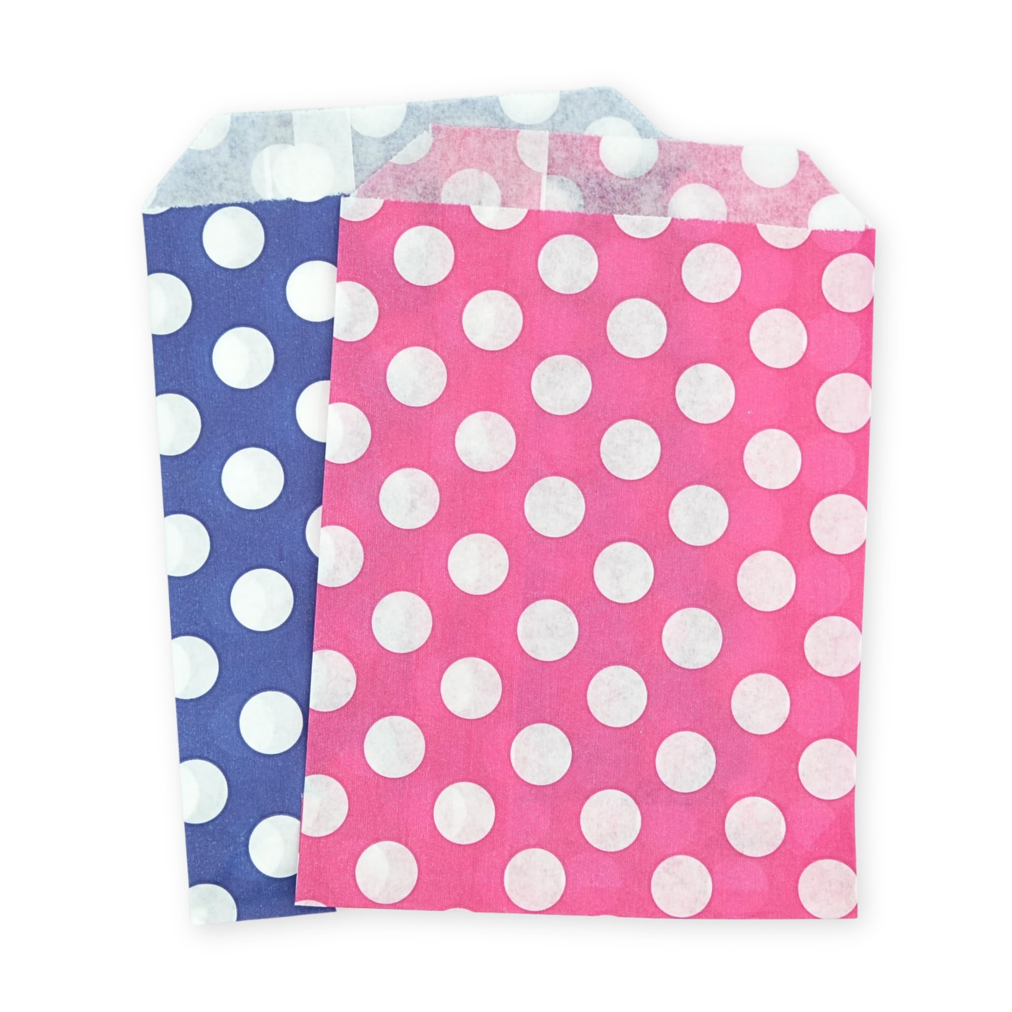 celloexpress 7" x 9" Blue & Pink Polka Dot Paper Sweet Bags - Classic Confectionery Gift Shop Goodie Party Bags (Pack of 500) — image 1