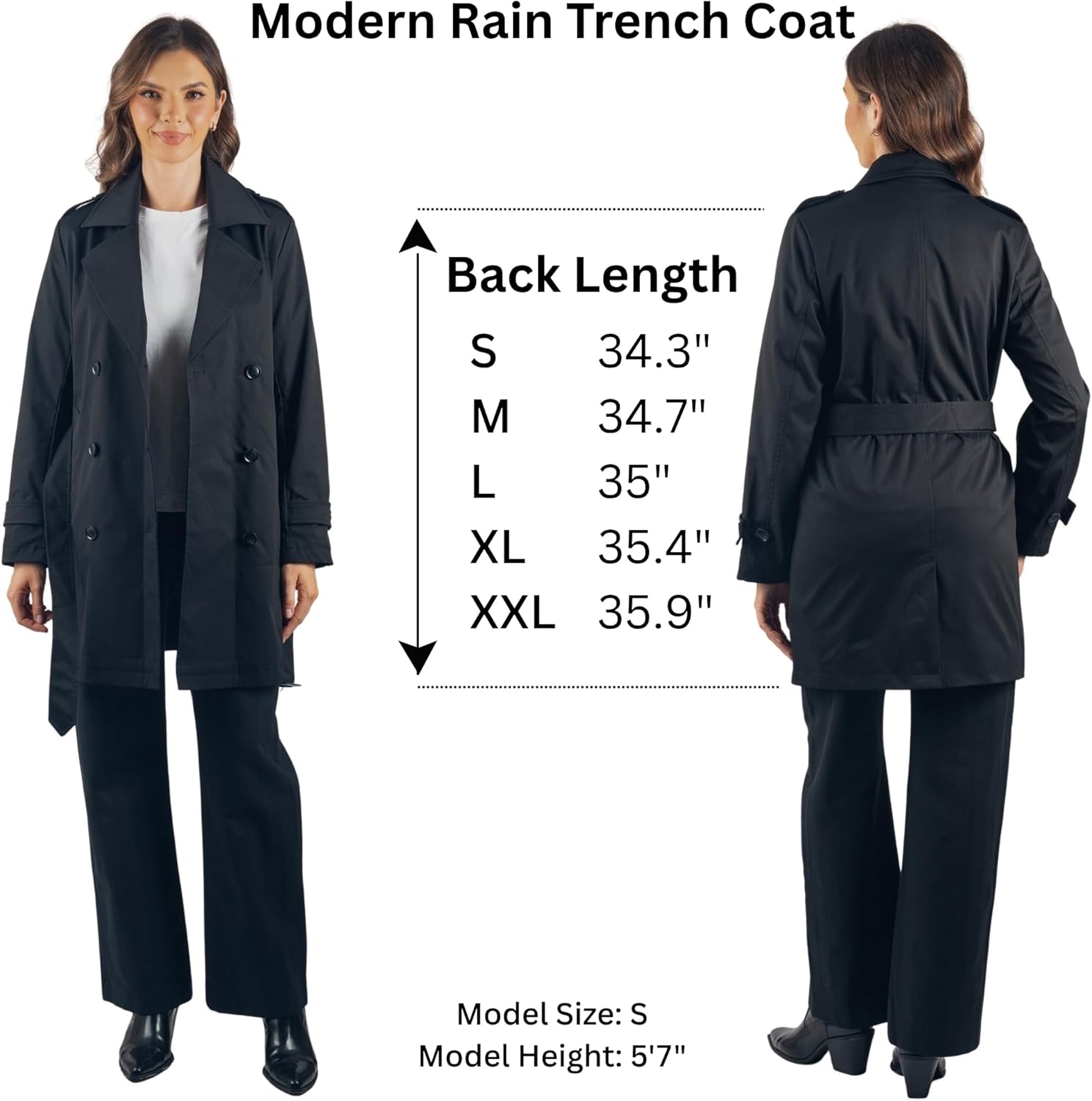 Alpine Swiss Siena Womens Rain Jacket Waterproof Trench Coat Lightweight Raincoat Double Breasted Long Peacoat Overcoat - Image 2