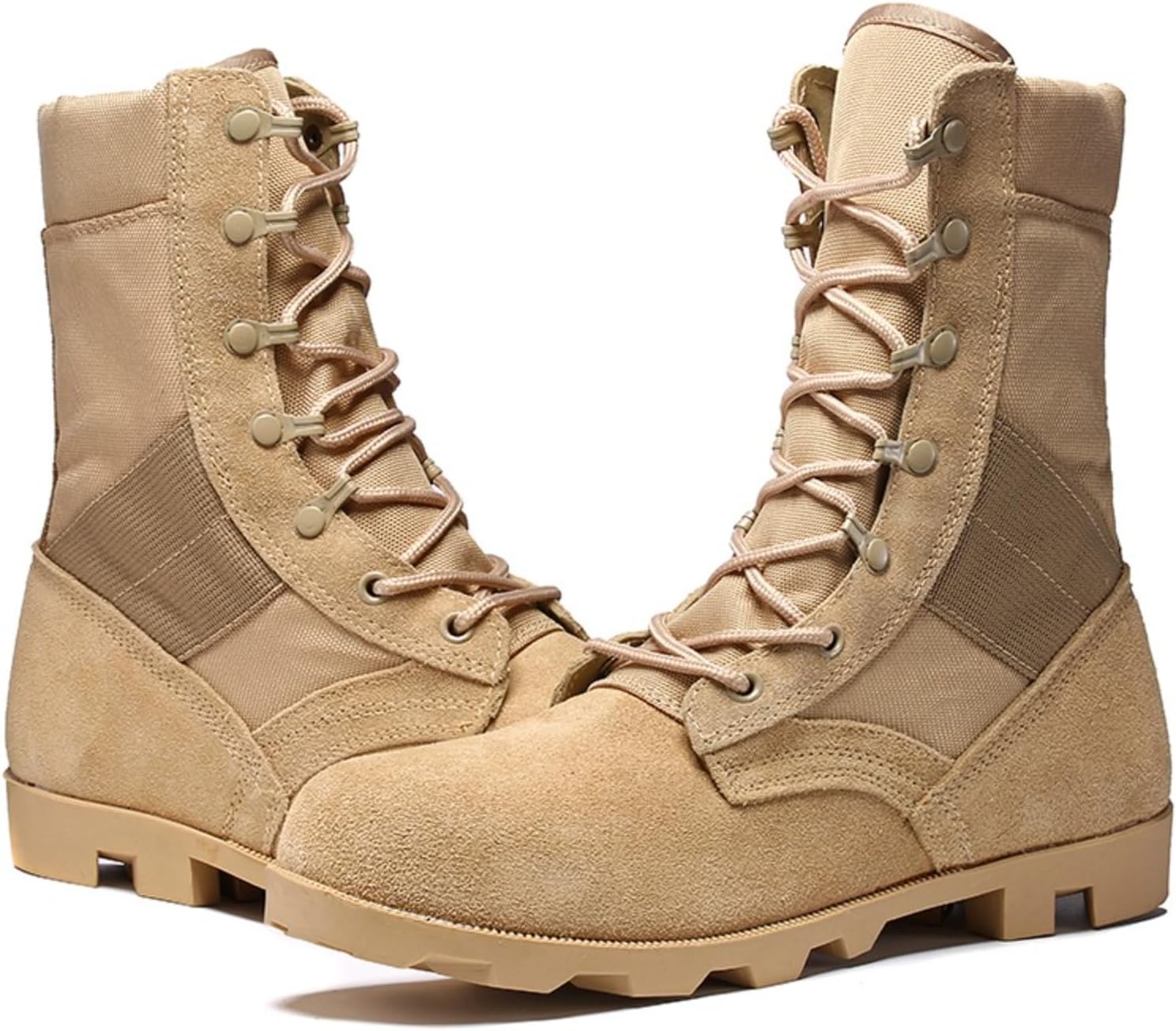 Women's Suede Leather High Top 8 Inch Lace Up Military Tactical Boots for Work Jungle Outdoor Lightweight Combat Motorcycle Booties Police Army Shoes