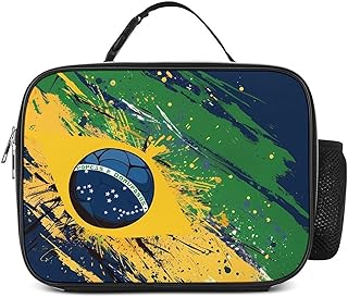 Brazil Flag Lunch Box Insulated Lunch Bag Meal Tote Bag For Women Men With Detachable Handle