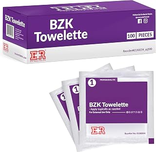 EverReadyFirstAid BZK Antiseptic Wipes, Pack of 100 - 5x7" Individually Wrapped Towelettes for Germ Protection & First Aid