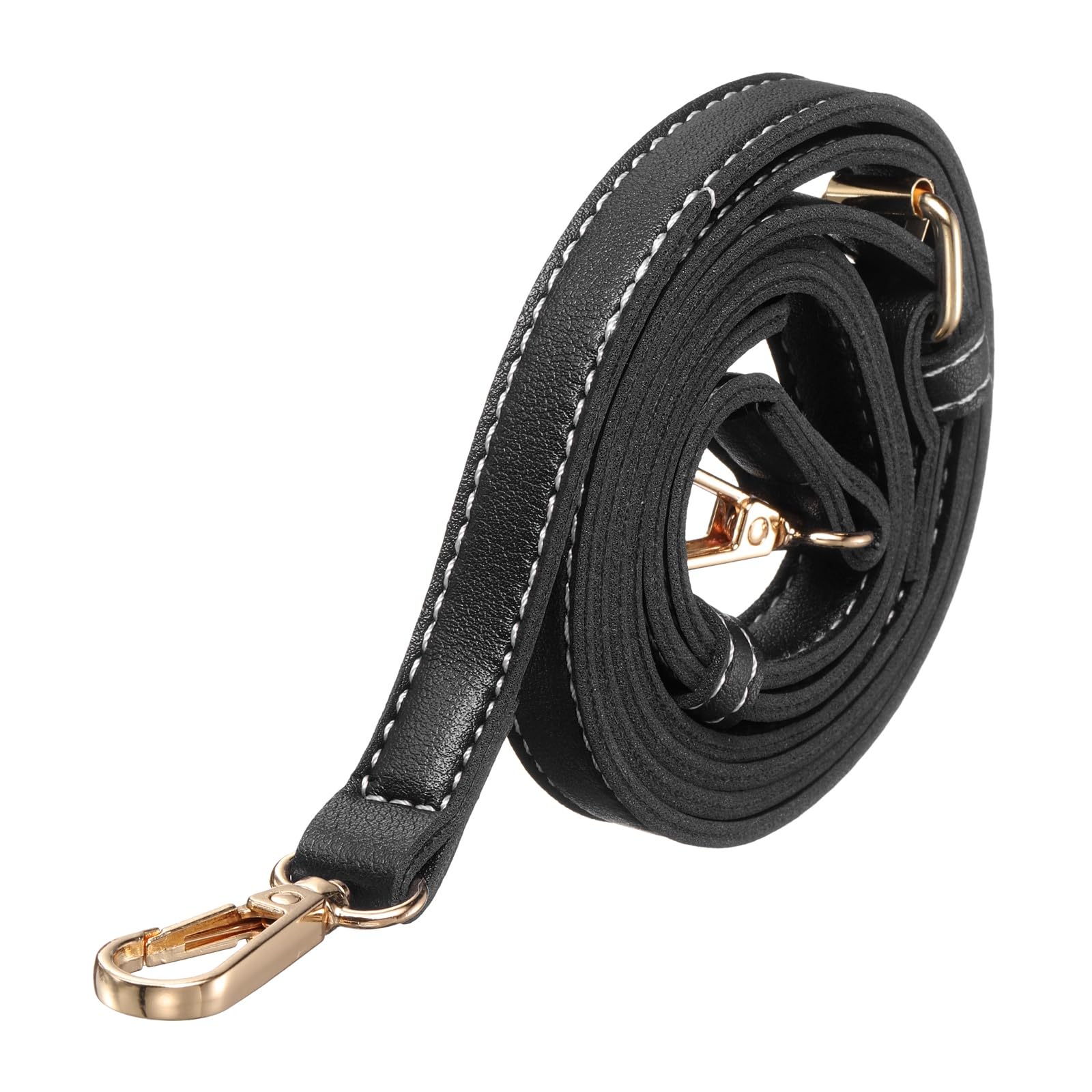 TIXIPEM 1Pcs Adjustable Leather Purse Straps 51.2 inch, Black, Gold