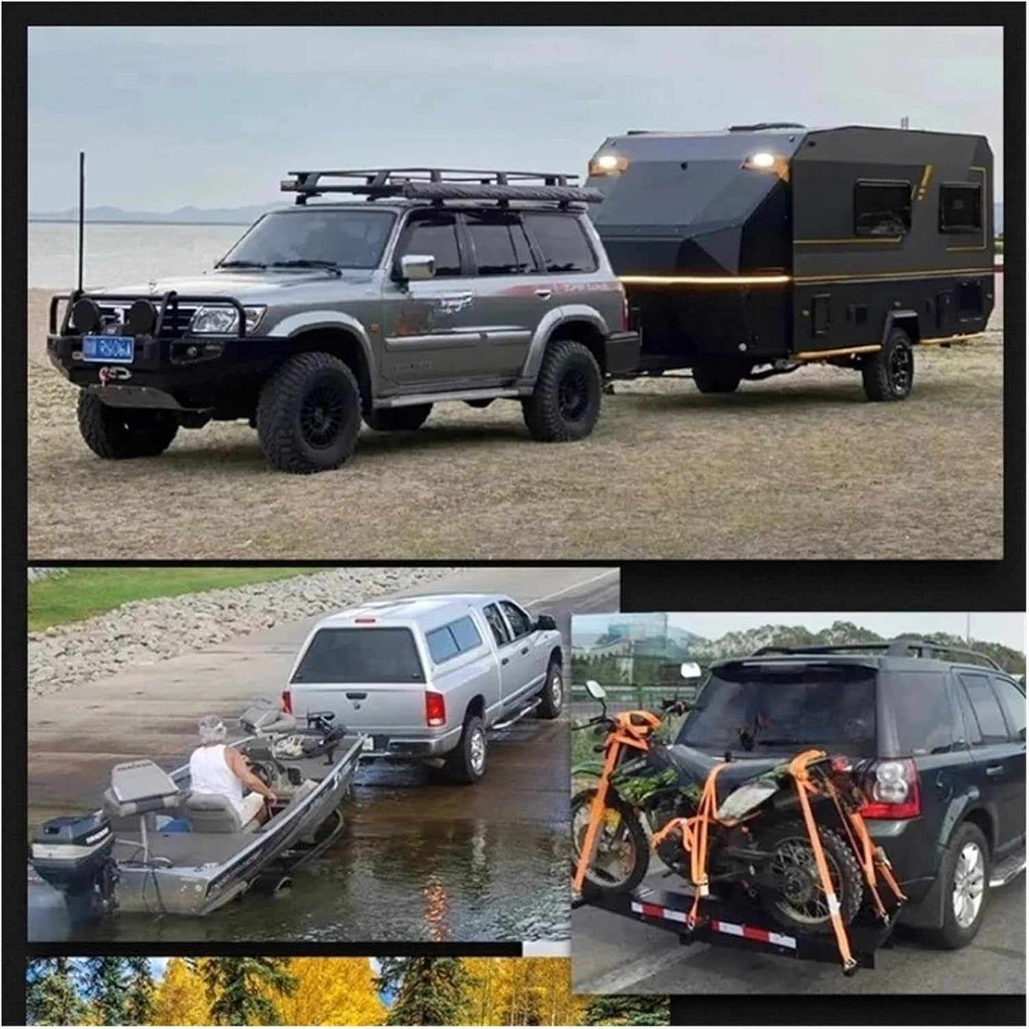 Electroplated Steel Trailer Hitch Rear Bumper 105x55mm Install Hole Off-Road